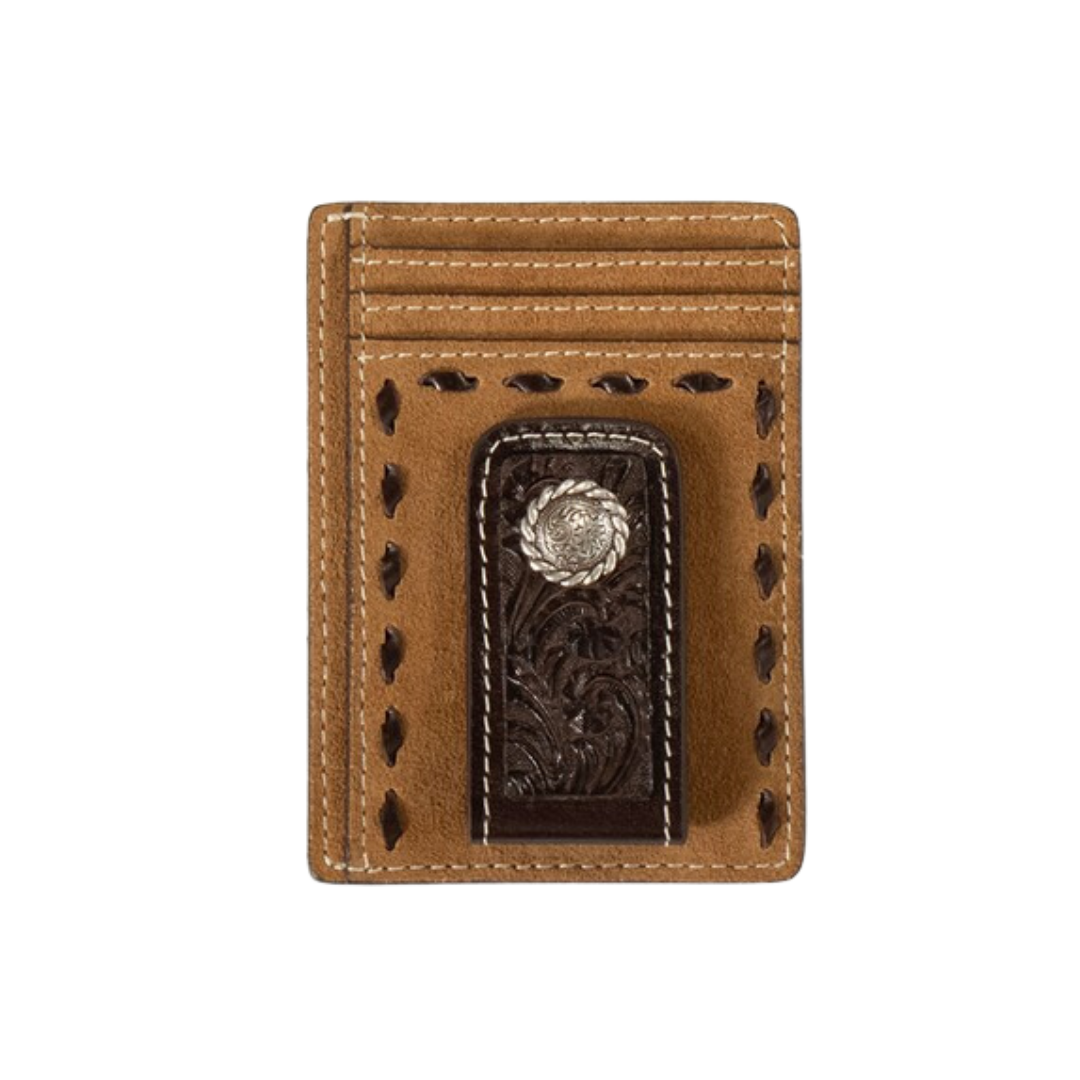 Nocona Men's Roughout Floral Lace Tan Money Clip