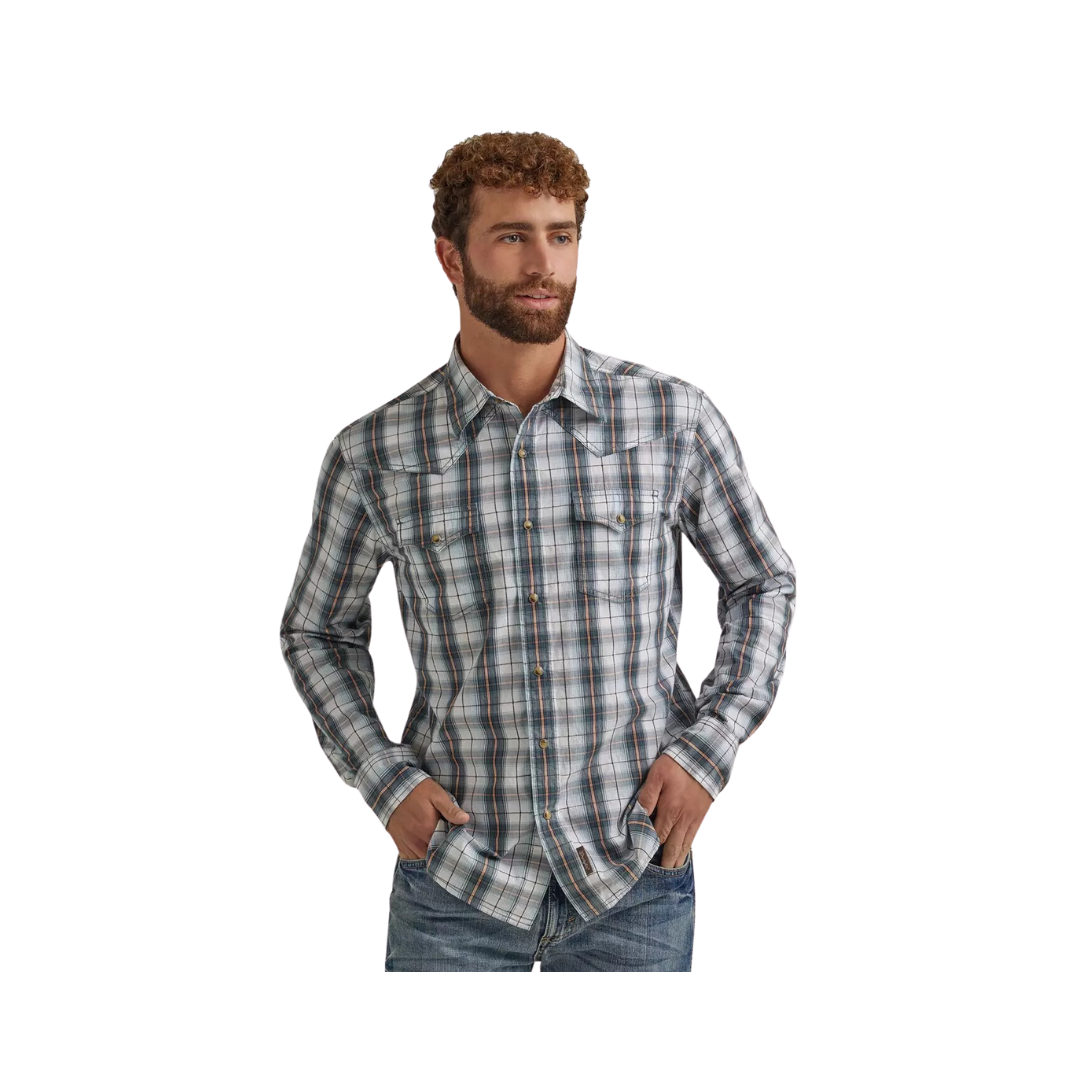 Wrangler Men's Retro Premiun Long Sleeve Snap Grey Shirt