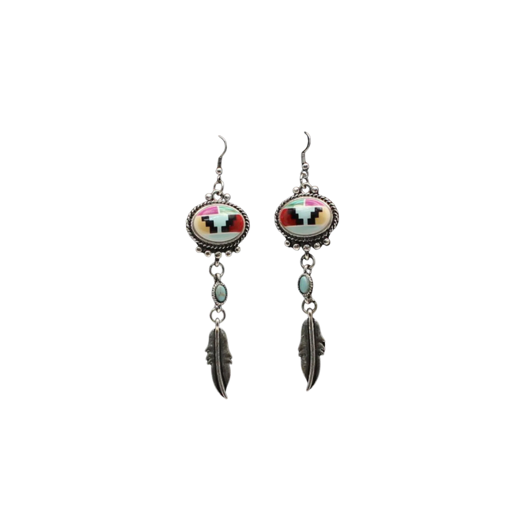 Blazin Roxx Women's Southwestern Feather Multicolor Earrings