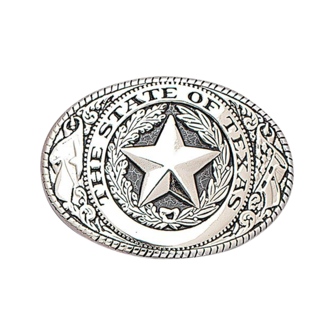 3D Men's Antique Silver Oval Seal Grey Buckle