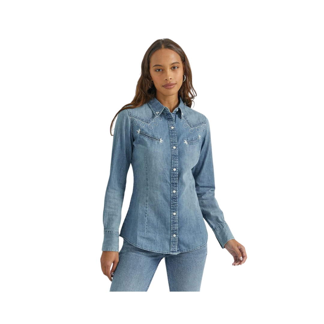 Wrangler Women's Retro Western Vintage Snap Top