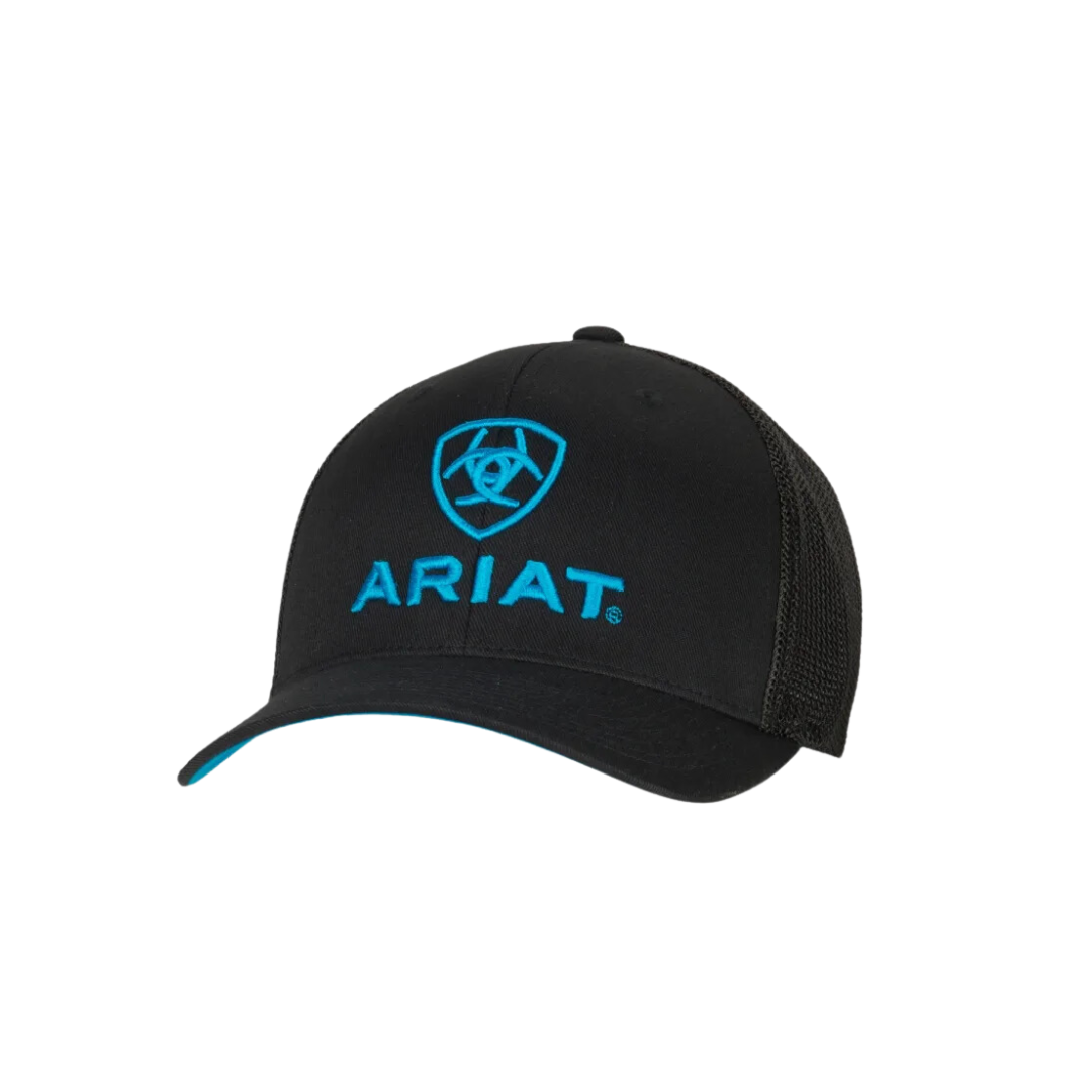 Ariat Men's Black Logo Mesh Side Flex Turquoise Cap