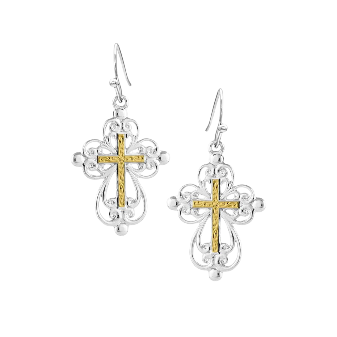 Montana Silversmiths Women's Enlightened Faith Cross Earrings