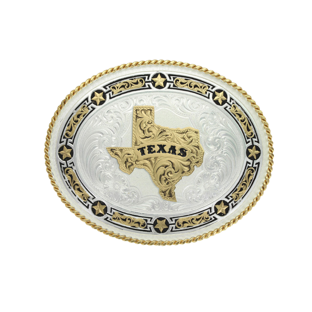 Montana Men's Star Links Western Belt Buckle with State of Texas
