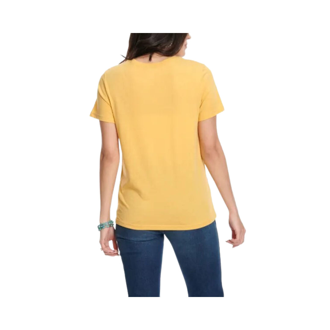 Wrangler Women's Yellow-Gold God Bless Texas Short Sleeve T-Shirt