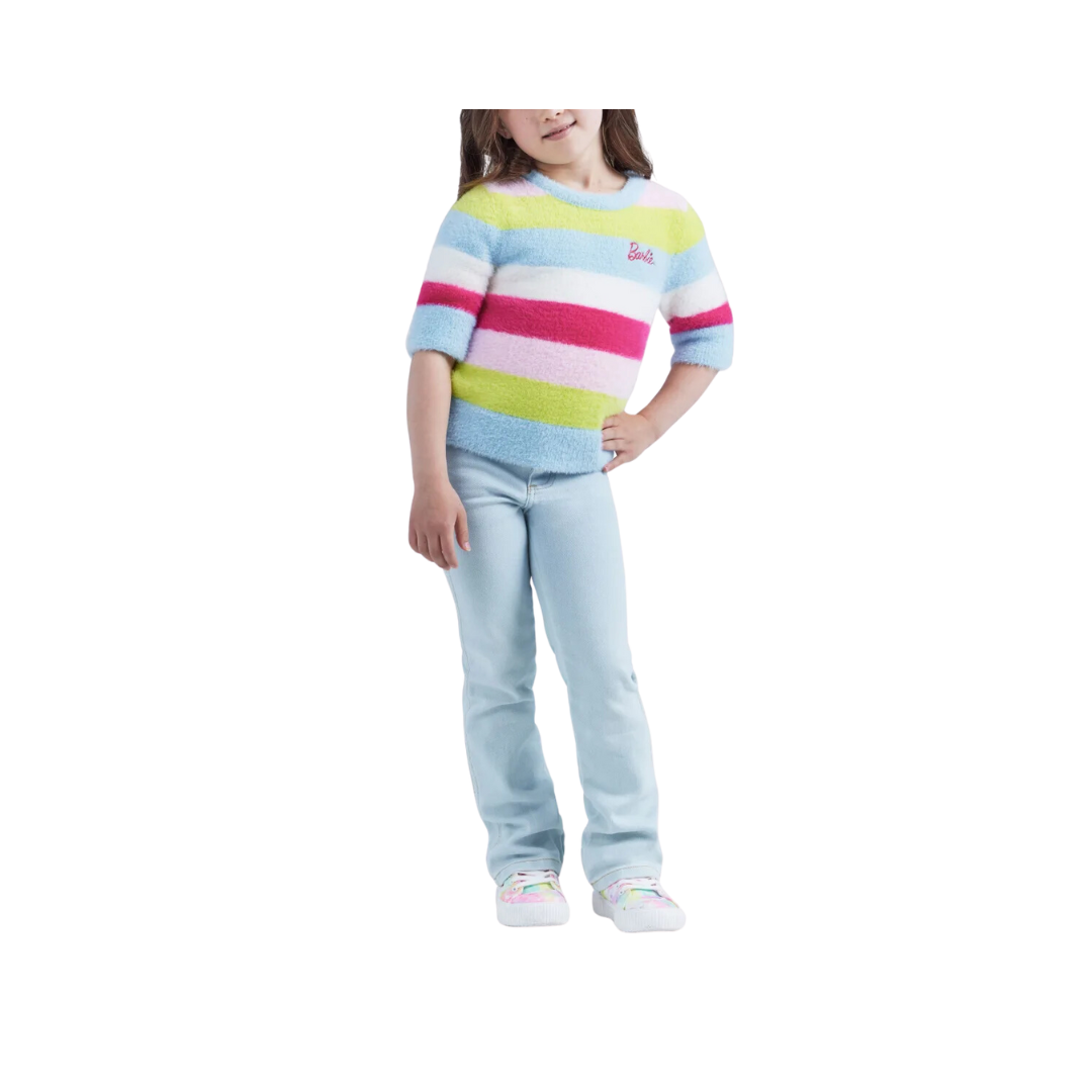 Wrangler x Barbie Girls Ken Blue Pink Patch Boot Cut Jeans