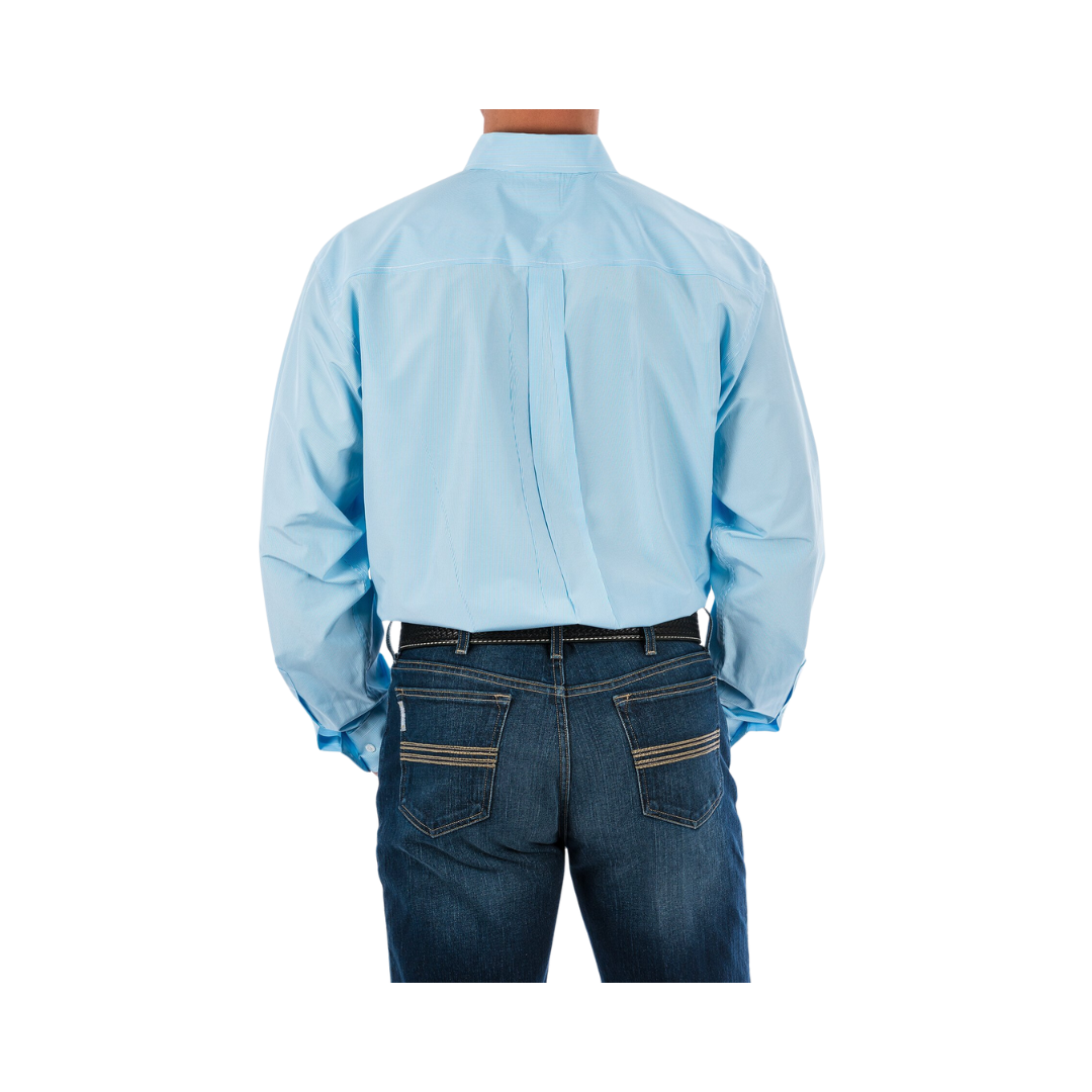 Cinch Men's Tencel Micro Stripe Button Down Western Light Blue Shirt