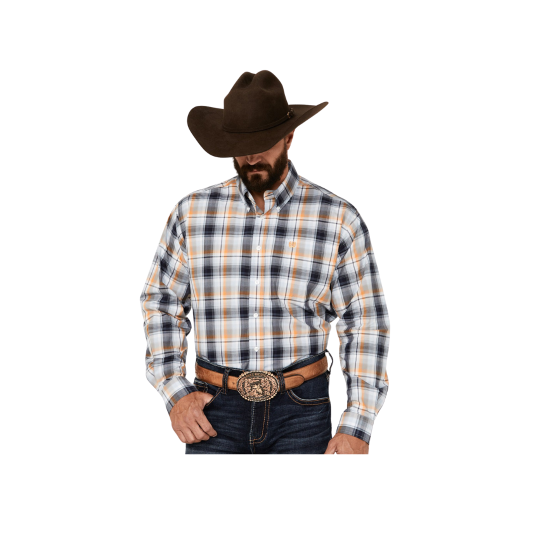 Cinch Men's Plaid Print Light Blue Shirt