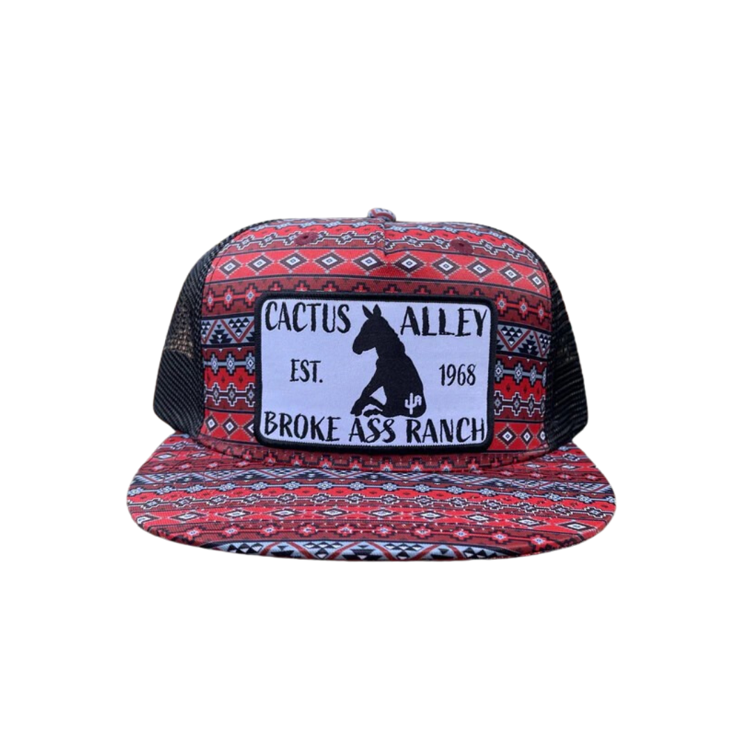 Cactus Alley Men's Donkey Aztek Snapback Red Black Cap