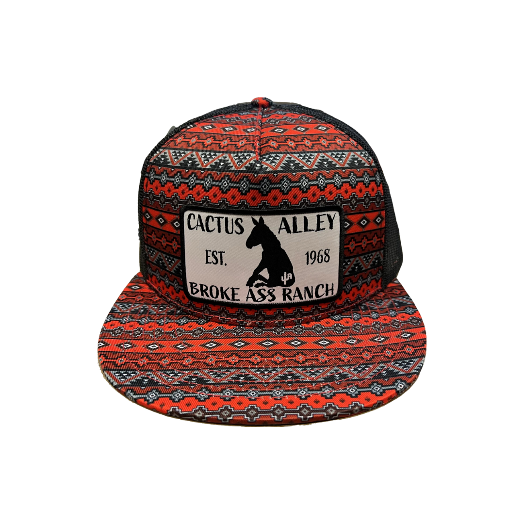 Cactus Alley Men's Goat Roping Aztec Snapback Red And Black Cap