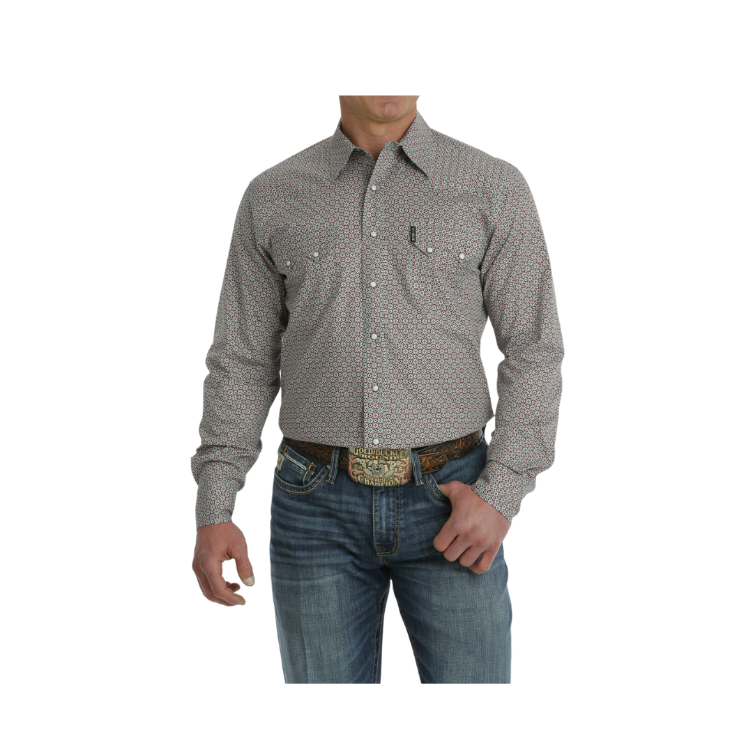Cinch Men's Modern Fit Western Burgundy Shirt