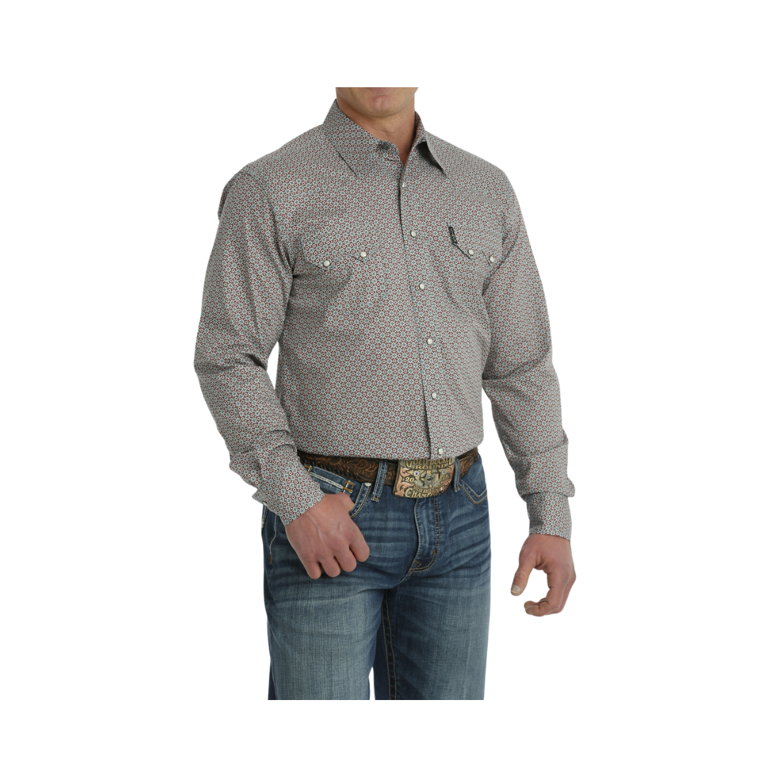 Cinch Men's Modern Fit Western Burgundy Shirt