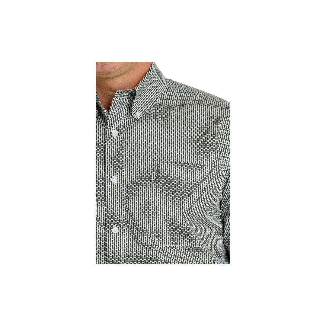 Cinch Men's Geometric Print White Shirt