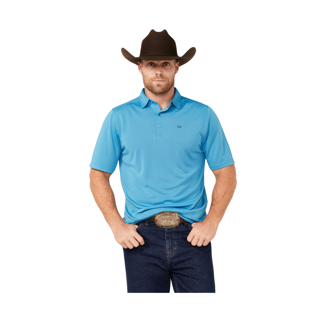 Cinch Men's Arenaflex Short Sleeve Blue Polo