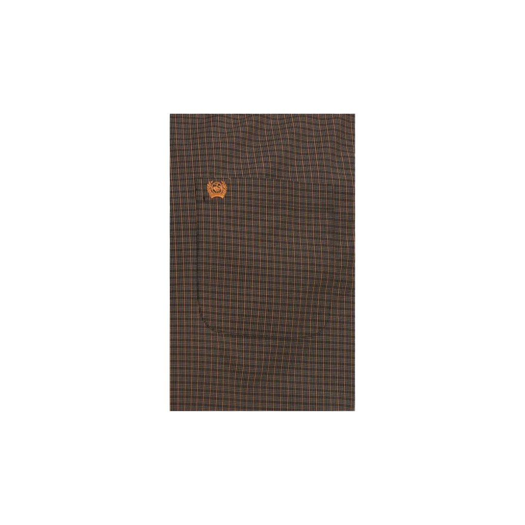 Cinch Men's Mini Check Long Sleeve Western Black Gold Shirt