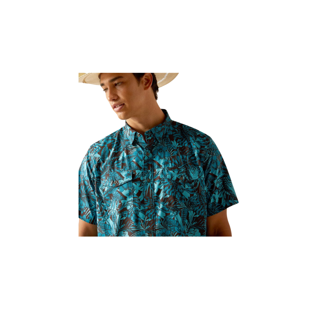Ariat Men's Venttek Short Sleeve Black & Blue Print Shirt