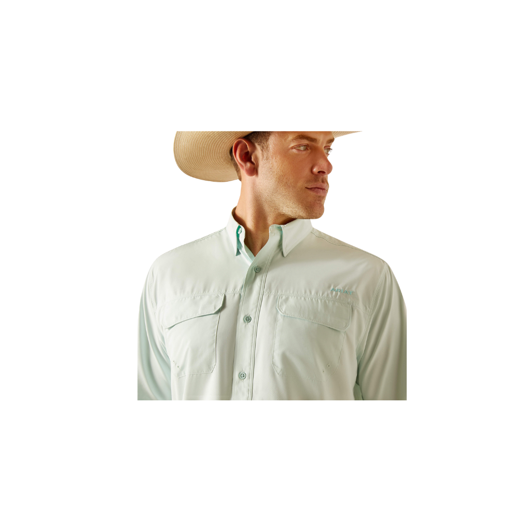 Ariat Men's Venttek Outbound Classic Fit Bleached Aqua Shirt