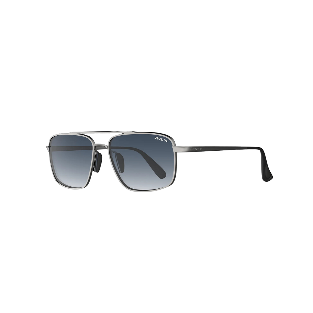 Bex Accel Matt Silver Sapphire Glasses