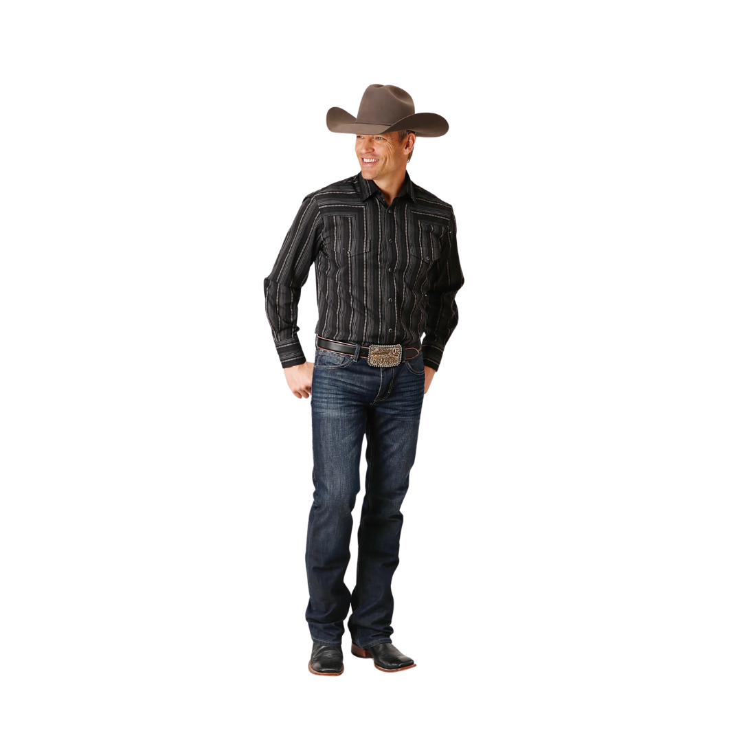 Roper Men's Stripe Western Black Shirt