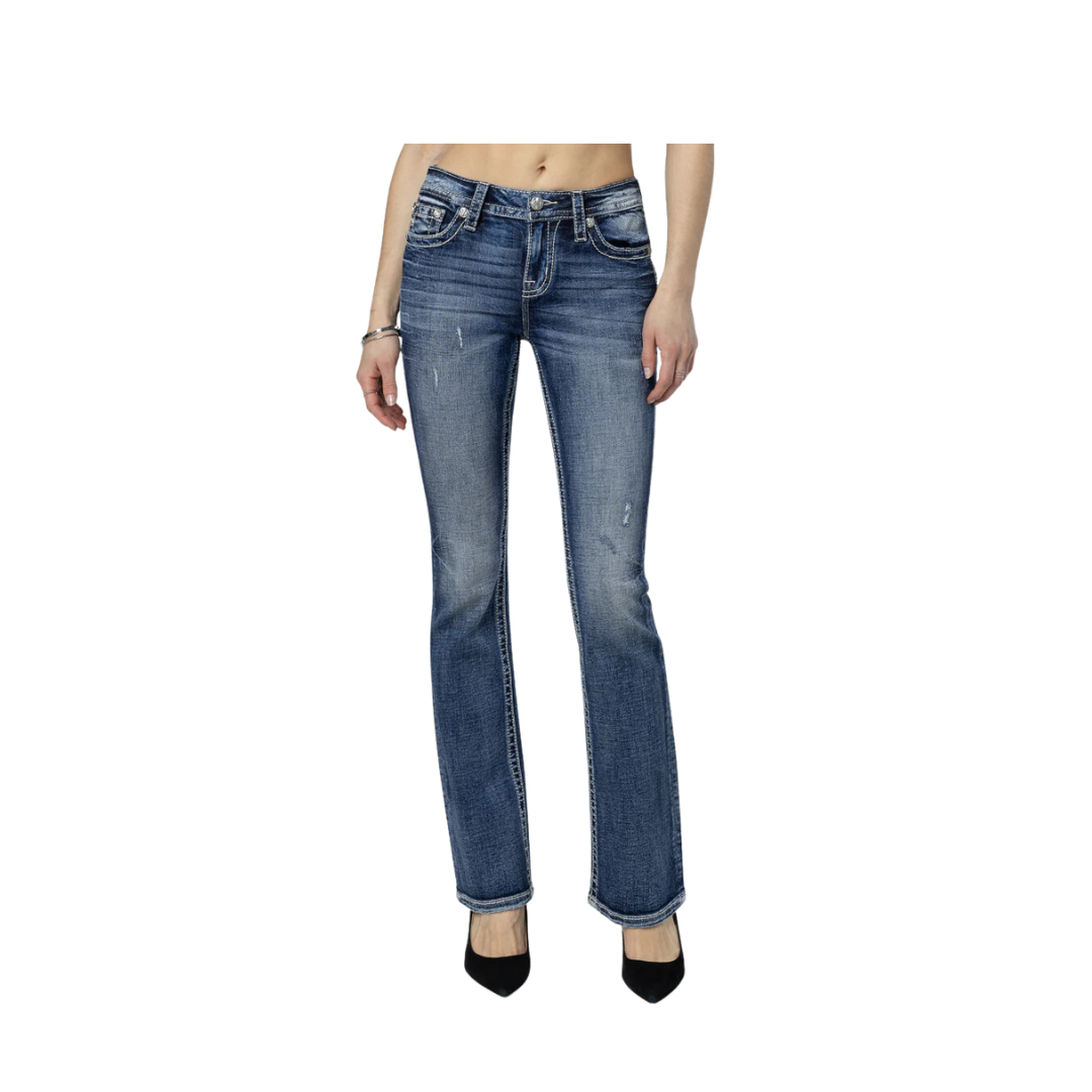 Miss Me Women's Hues Bootcut Pink And Blue Jeans