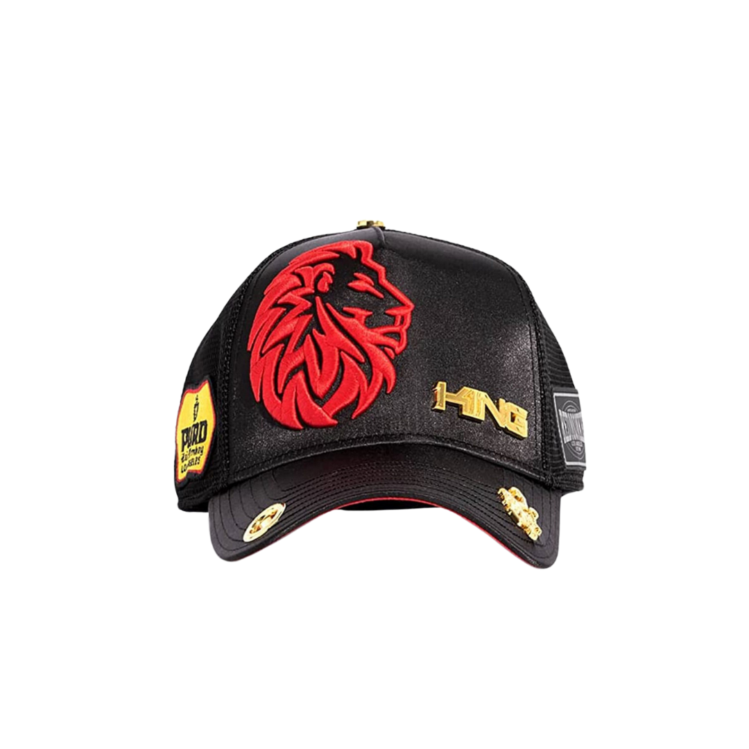 Red Monkey Unisex King Of The Ring Mesh Back Snapback Patch Hats Black Cap