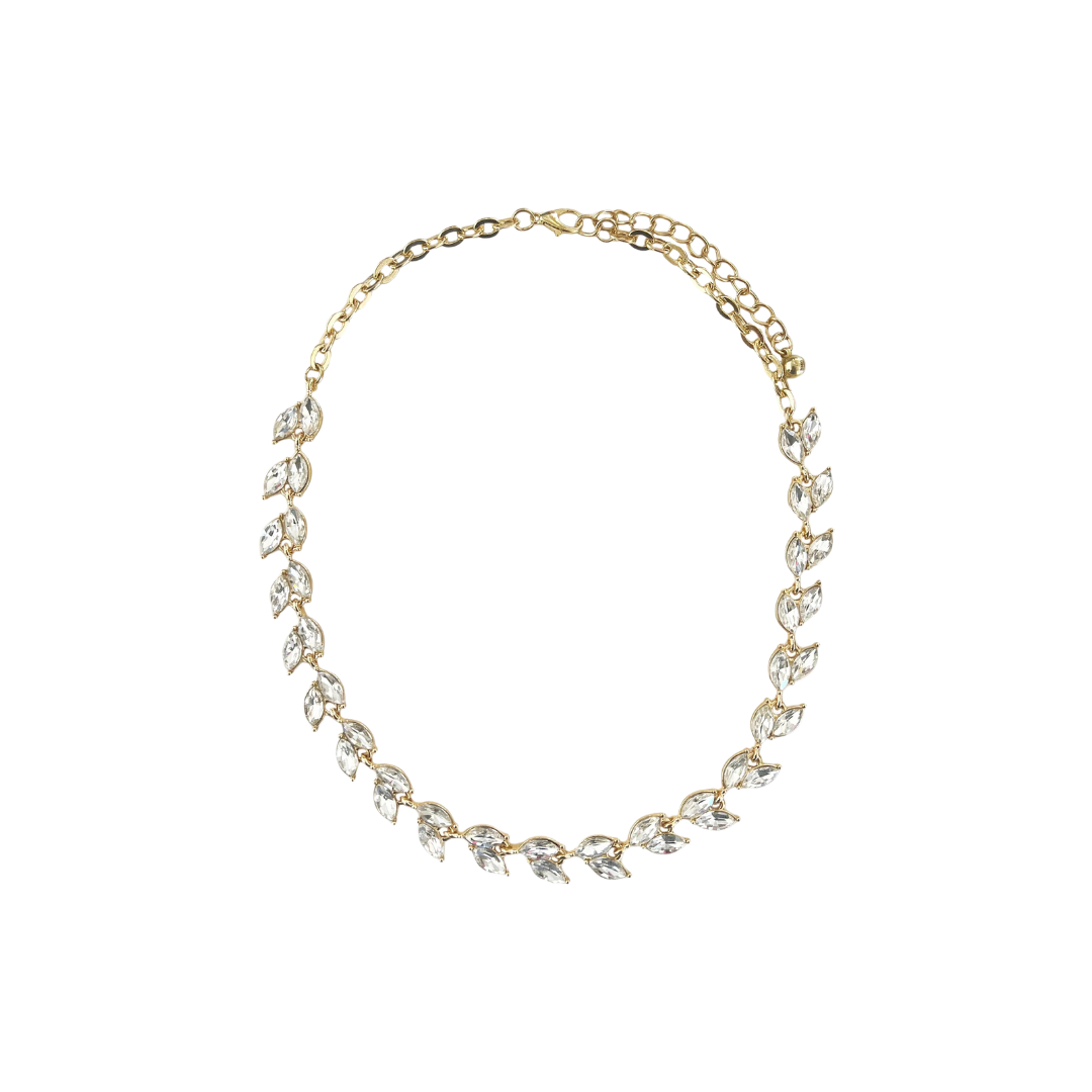 Southern Grace Women's Crystal Gold Leaf Necklace