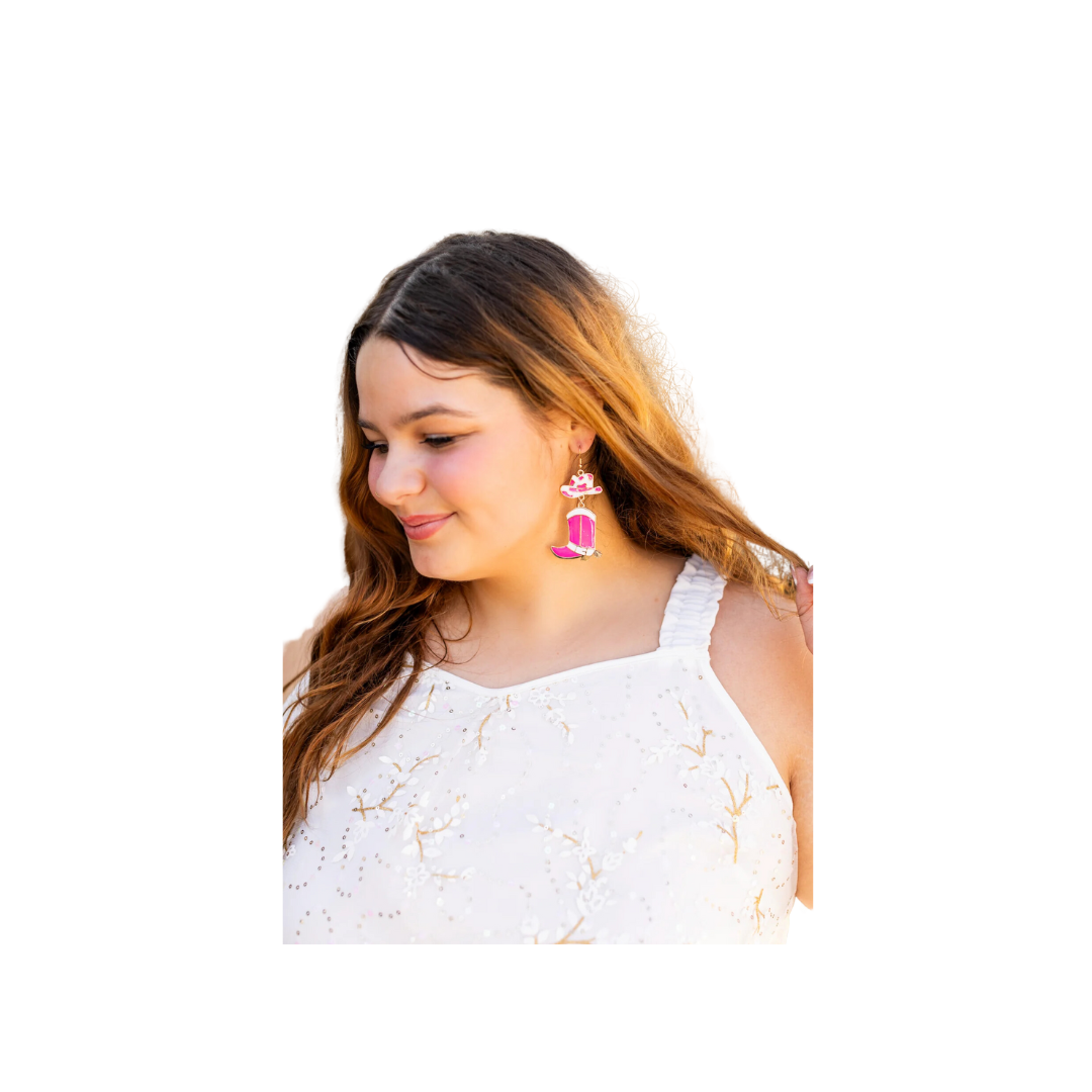 Southern Grace Women's Western Enamel Pink Earrings