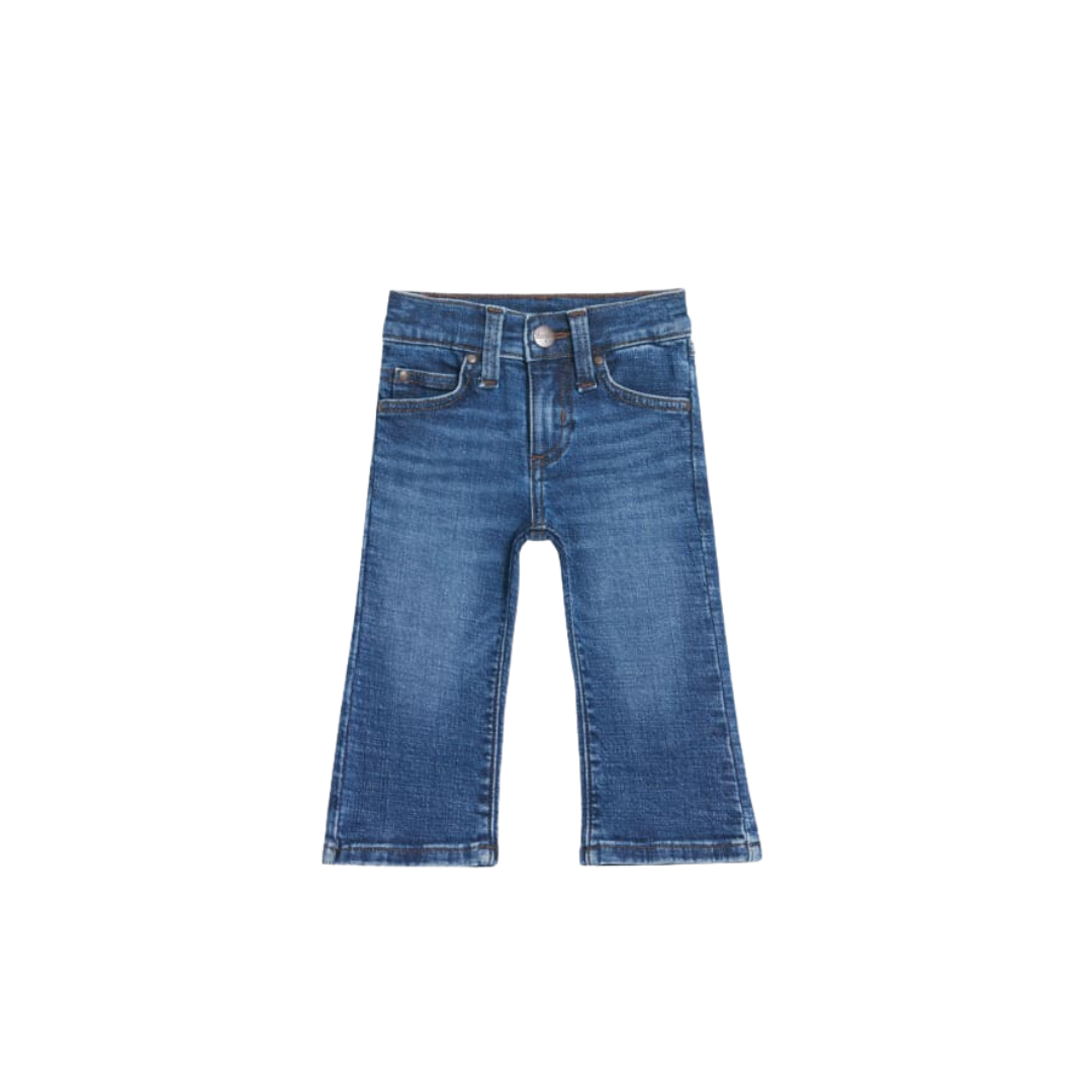 Wrangler Toddler Girl's Dark Wash Embroidered Chambray Blue Jeans