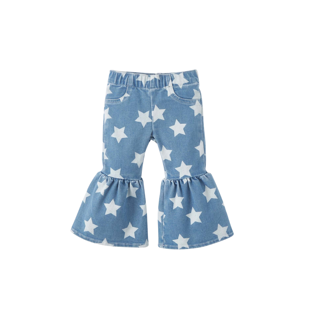 Wrangler Infant Girl's Fallon Flare Stars Blue Jeans