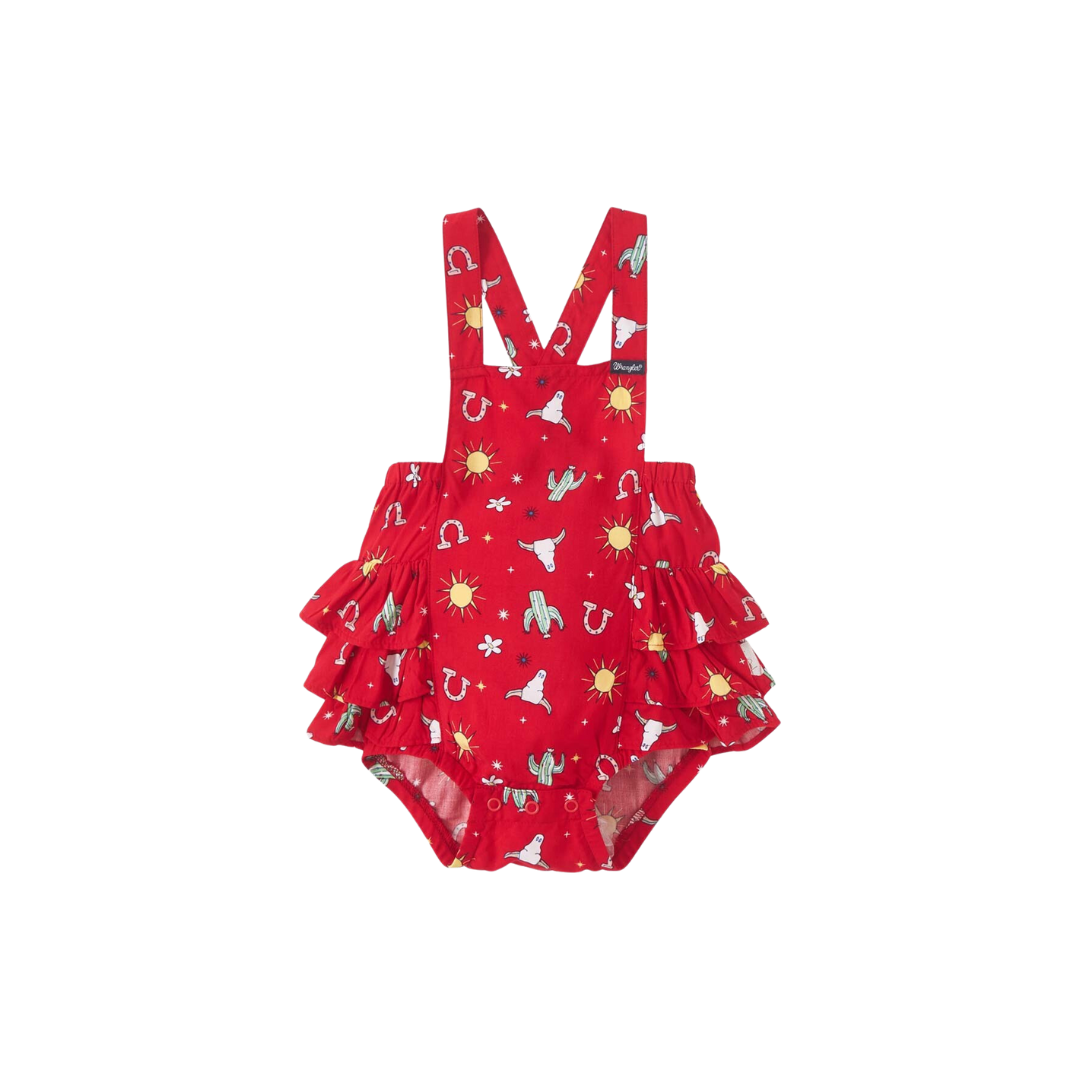 Wrangler Infant Girl's Ruffle Tiered Sleeveless Red Onesie