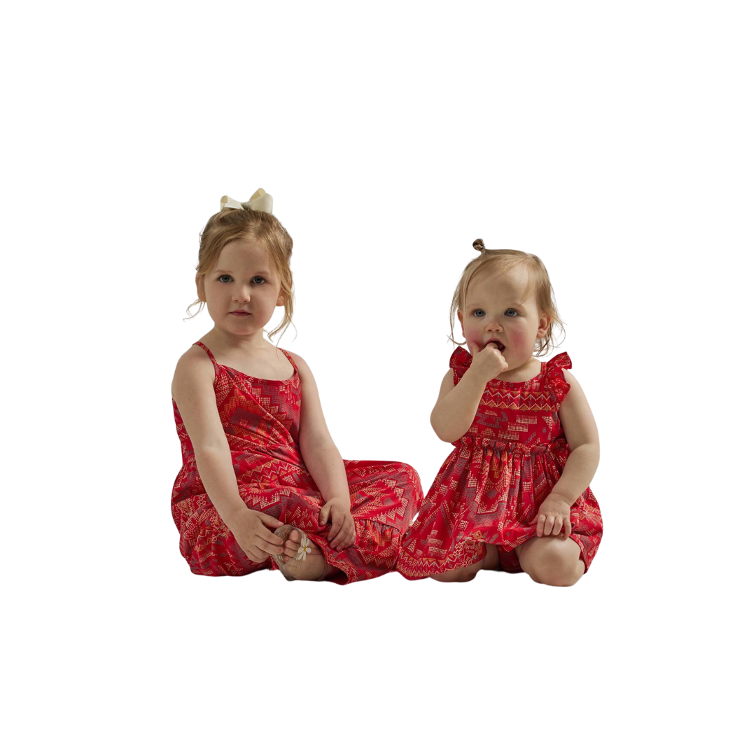 Wrangler Infant Girl's Wrangler Ruffle Strap Babydoll Red Dress