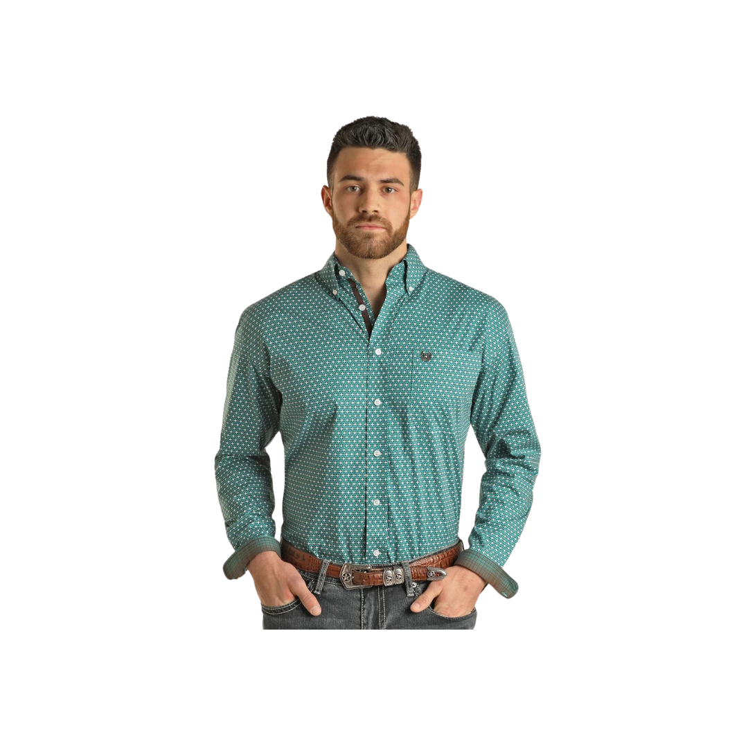 Panhandle Slim Men's Roughstock Long Sleeve Turquoise Shirt
