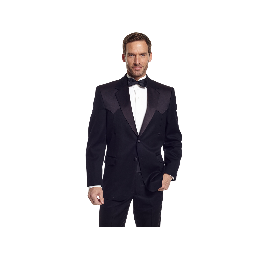 Sidran Men's Western Tuxedo Coat Black Suit