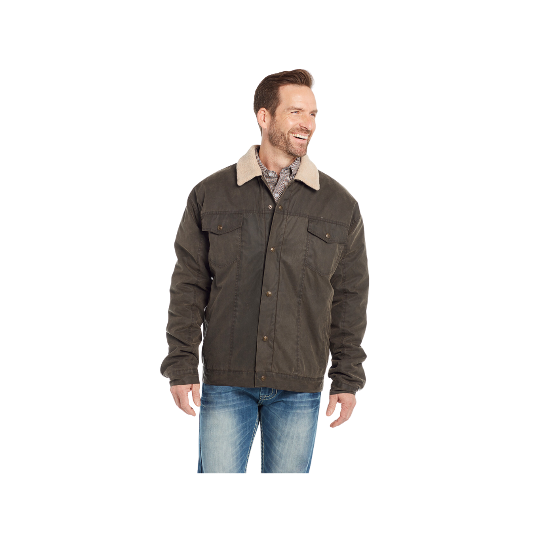 Sidran Men's Enzyme Snap Front Flannel Lined Sherpa Trim Concealed Carry Pocket Jacket