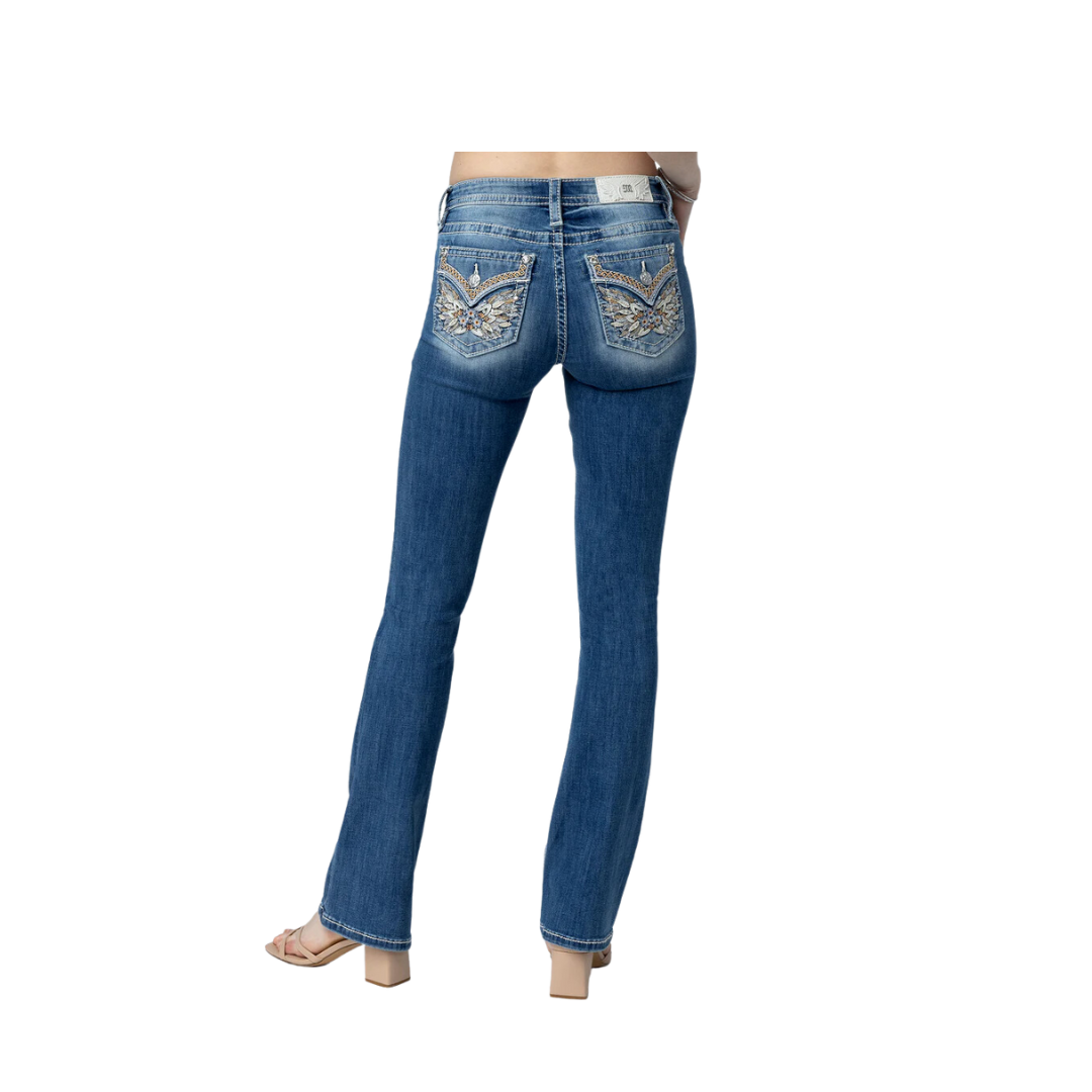 Miss Me Women's Warm Wings Bootcut Light Wash Jeans
