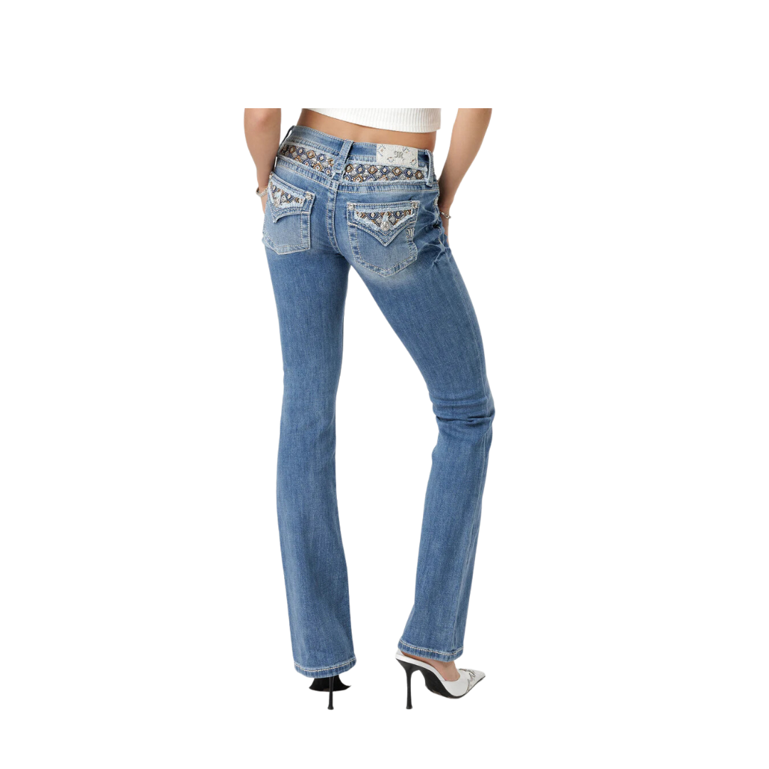 Miss Me Women's Stitched to Topaz Bootcut Medium Wash Jeans