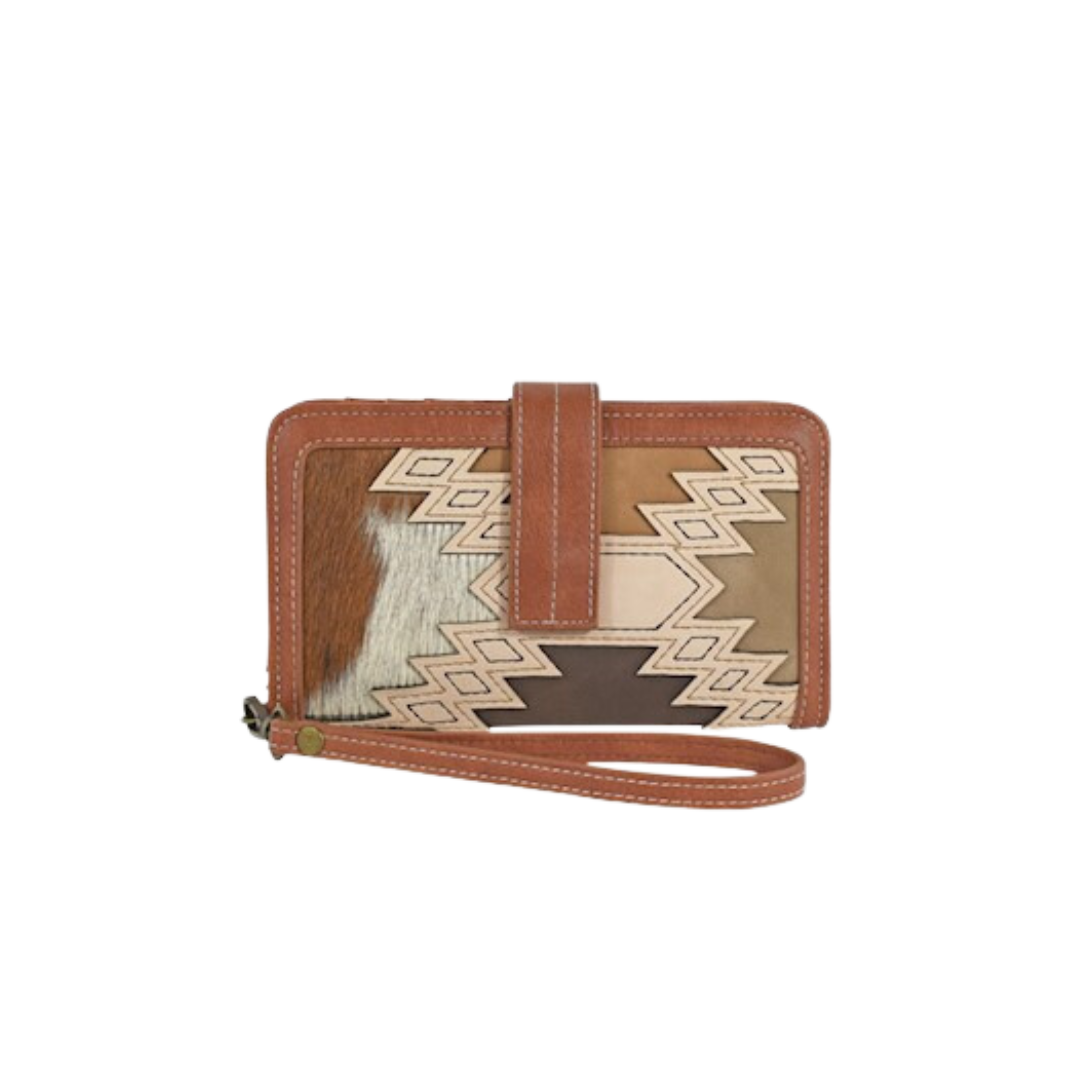 Catchfly Women's Slim Brindle Inlay Brown Wallet
