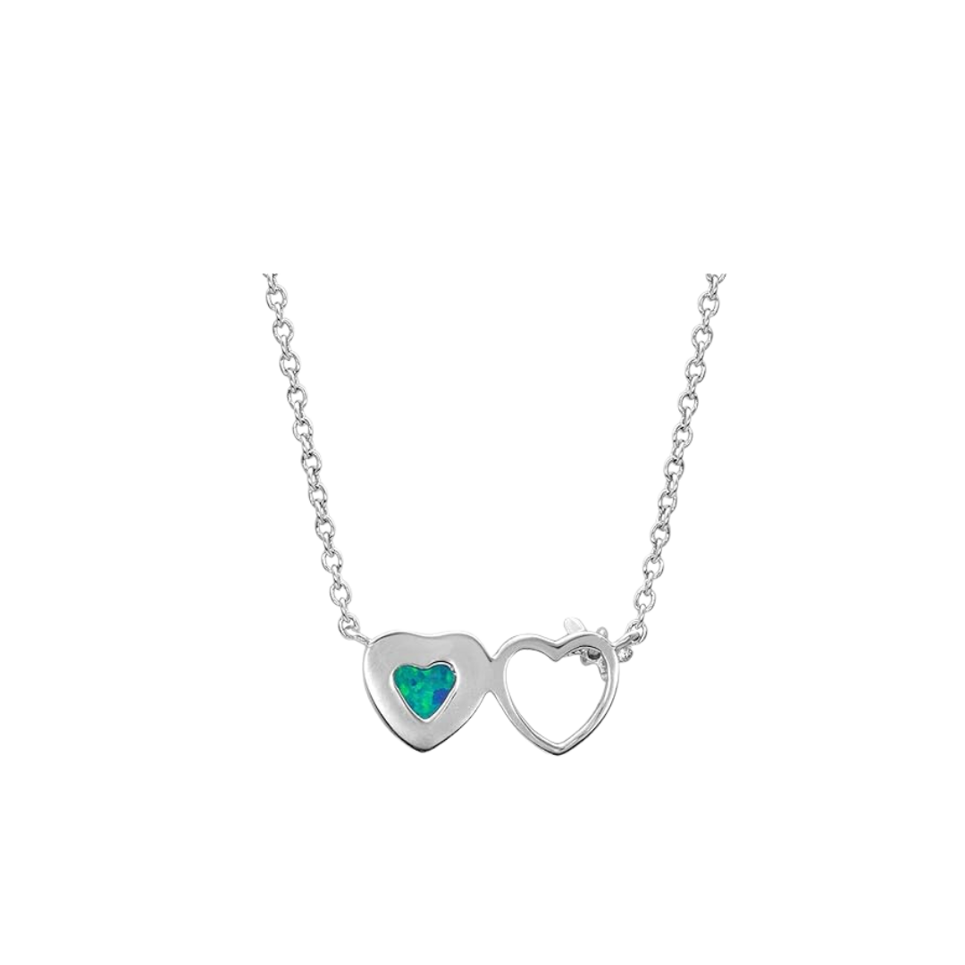 Montana Women's Silversmiths Mirrored Heart Opal Silver One Size Necklace