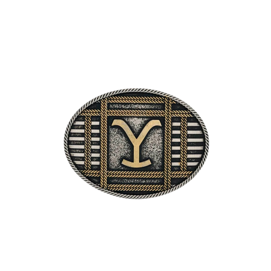 Montana Men's Attitude Silversmiths Yellowstone Squared Up Oval Belt Buckle