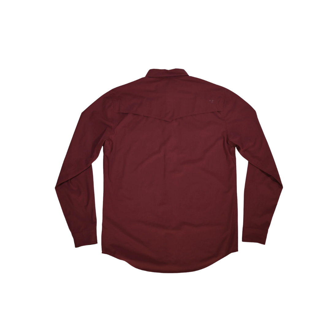 Ferrell Men's Core Long Sleeve Snap Maroon Shirt