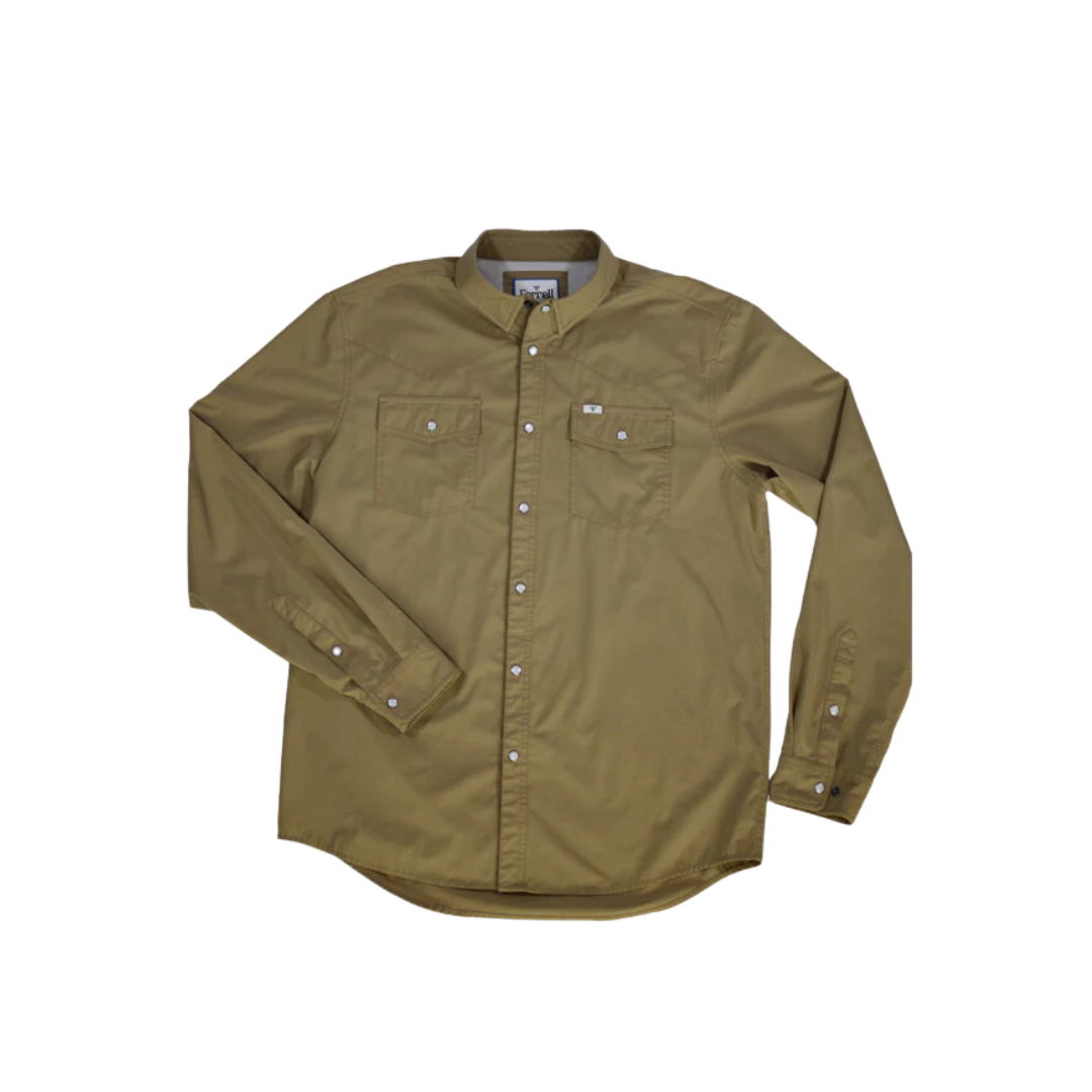 Ferrell Men's Core Long Sleeve Snap Khaki Shirt
