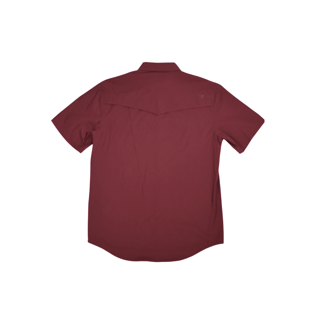 Ferrell Men's Core Short Sleeve Snap Maroon Shirt