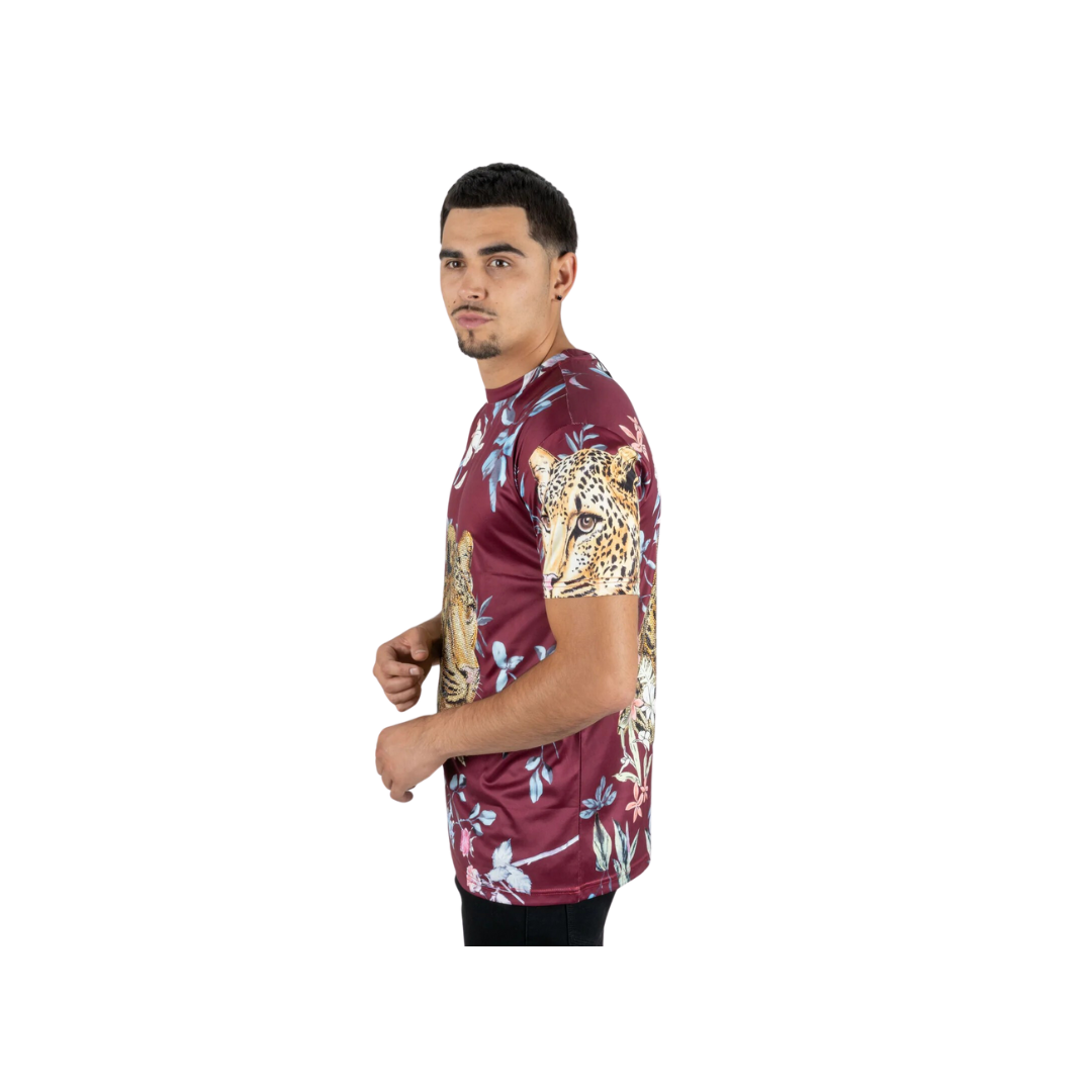 Platini Men's Cotton Rhinestone Wine T Shirt