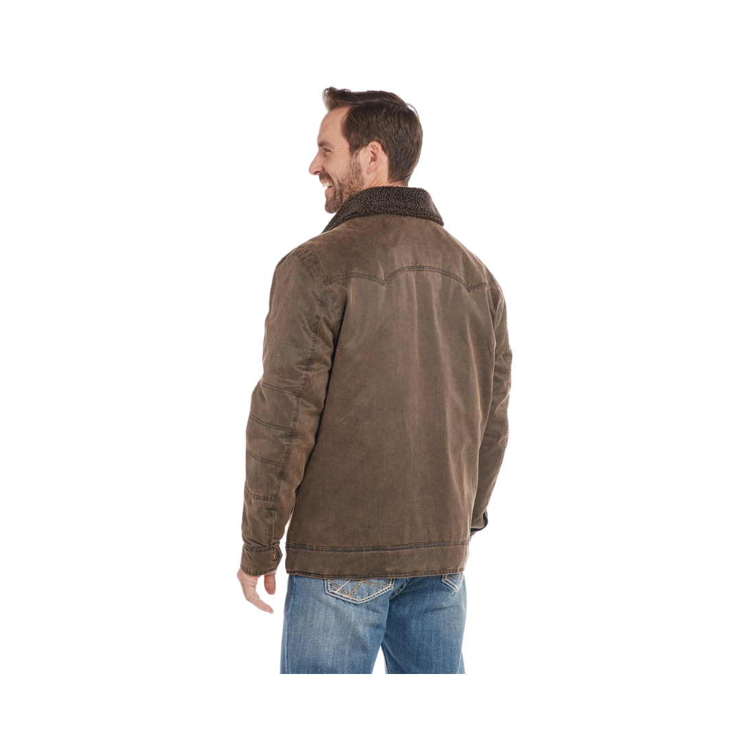 Sidran Men's Enzyme Washed Zip Front Sherpa Carry Pocket Antique Chocolate Jacket