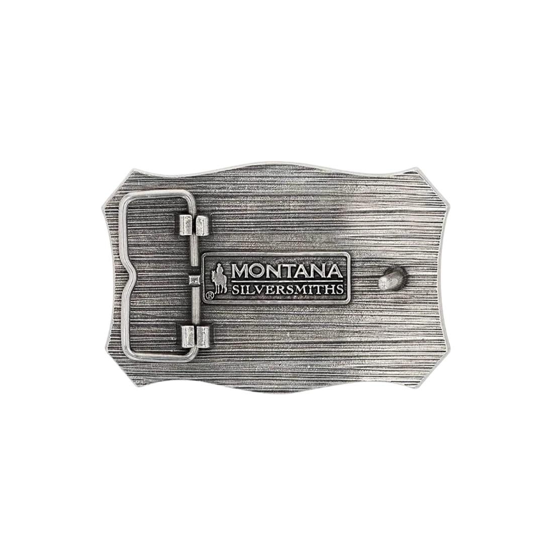 Montana Men's Silversmiths Longhorn Crest Filigree Attitude Belt Buckle