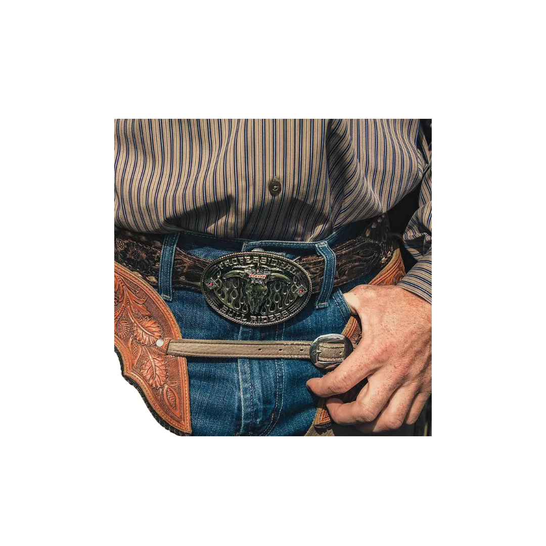 Montana Men's Pbr Open Flames Belt Buckle