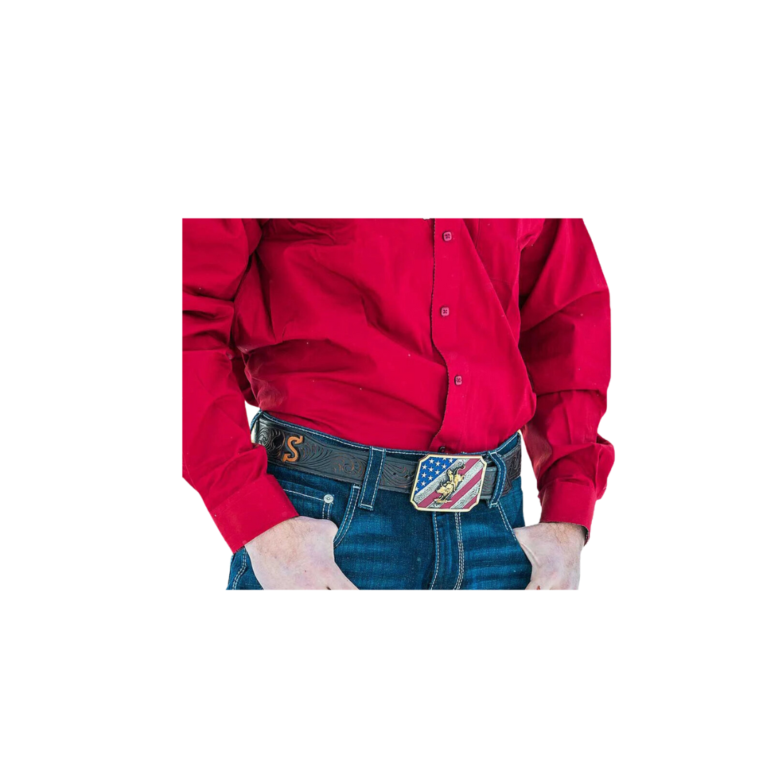 Montana Men's Silversmiths Patriot Bull Rider Attitude Belt Buckle