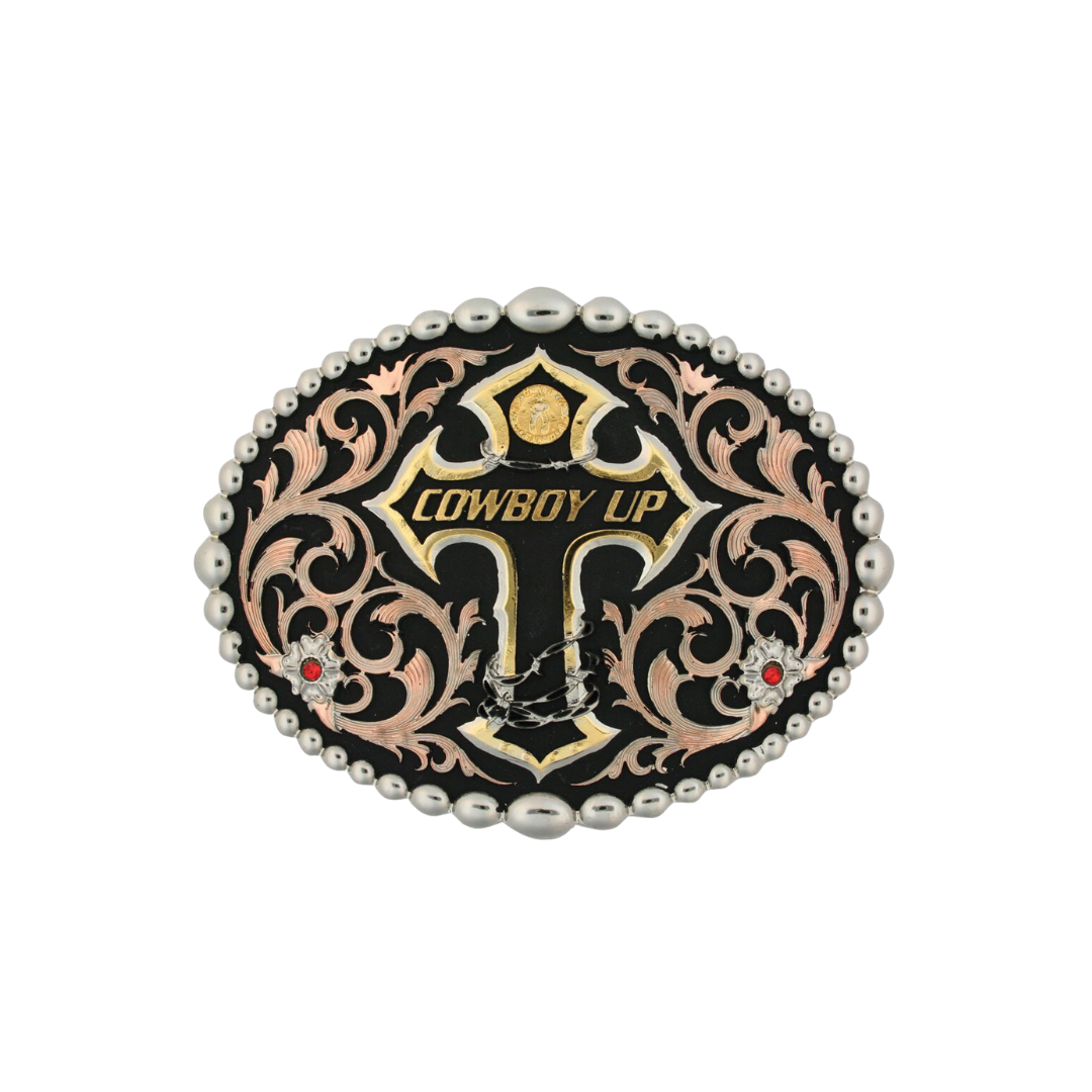 Montana Men's Tri Color Cowboy Up Attitude Belt Buckle