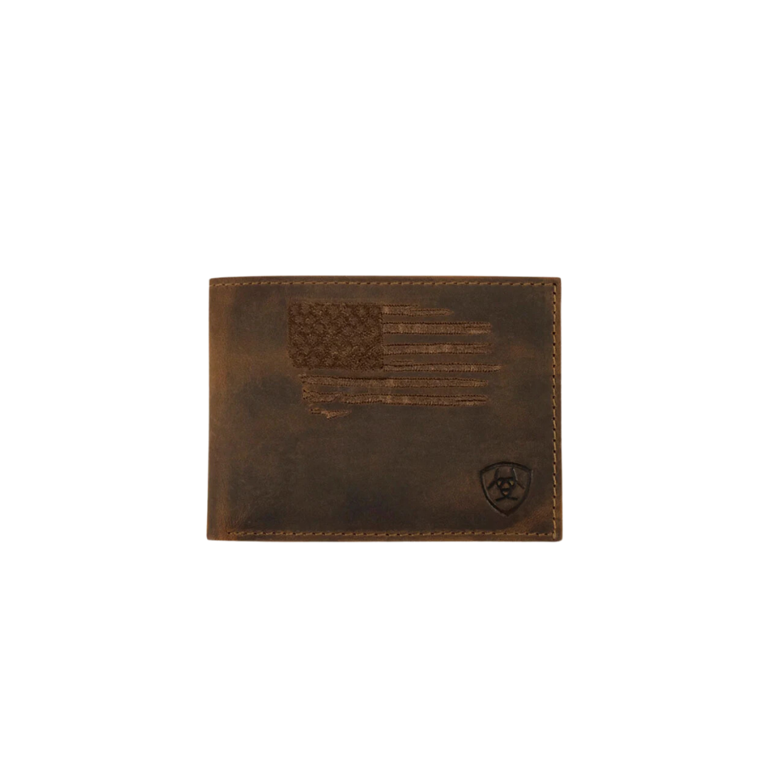 Ariat Men's Bifold American Flag Bark Wallet