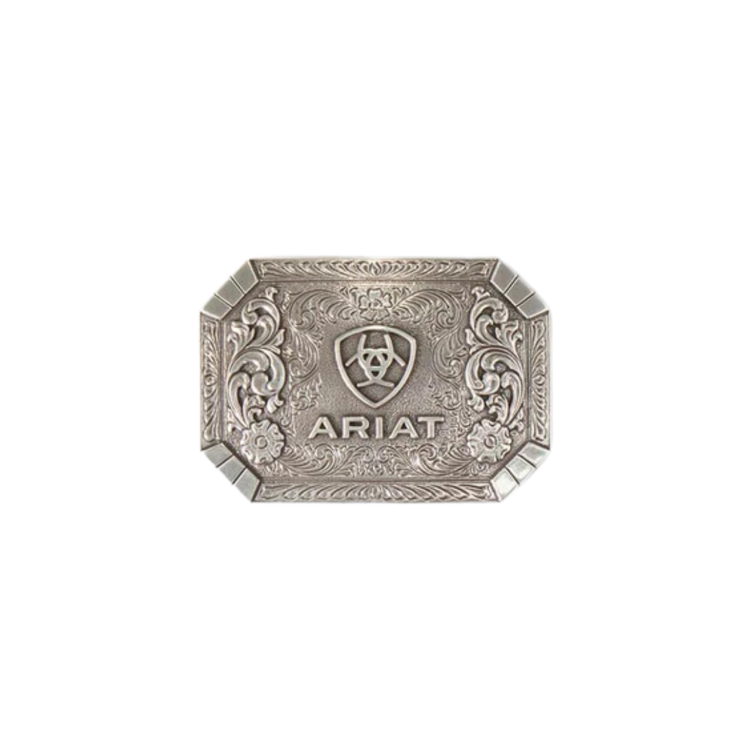Ariat Men's Emblem Antique Silver Floral Engraving Buckle